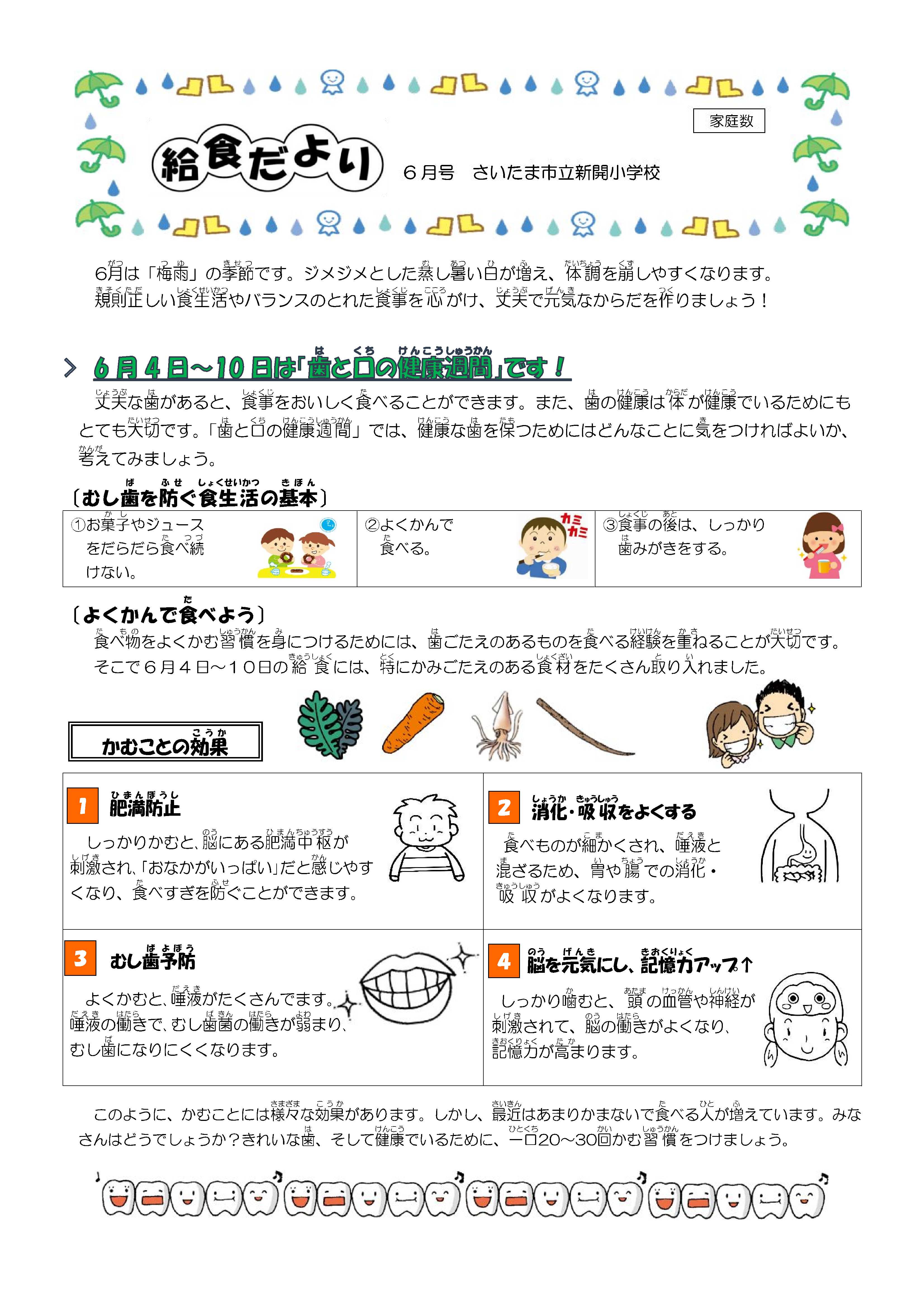 令和７年６月給食だより／新開小学校