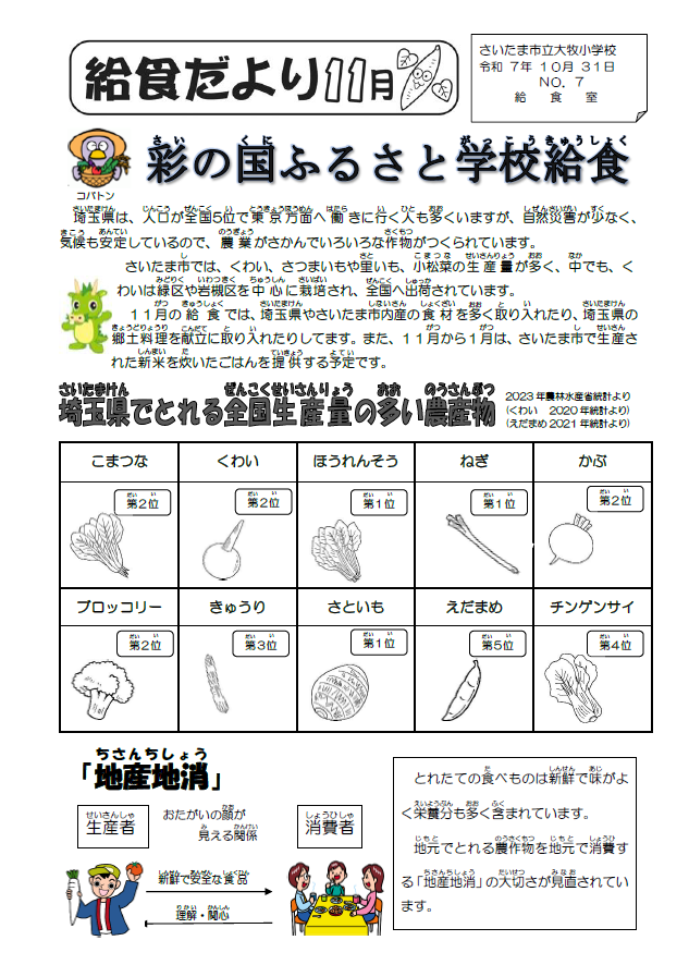 令和７年11月給食だより／大牧小学校